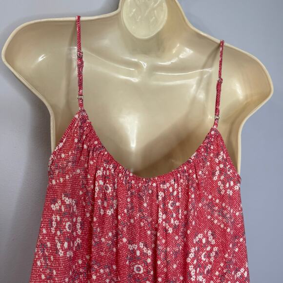 Rails Linen Blend Spaghetti Strap Sun Midi Dress Red Pattern Beach Vacation XS - Picture 6 of 11